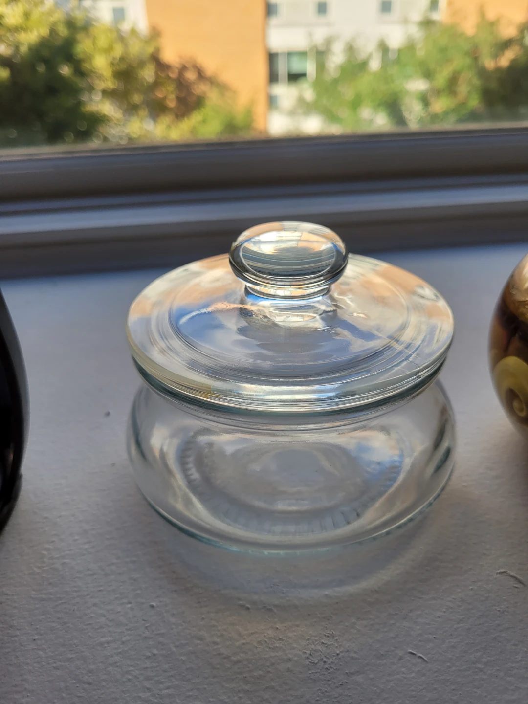 Blue glass candle holder with decorative jar set - photo 2