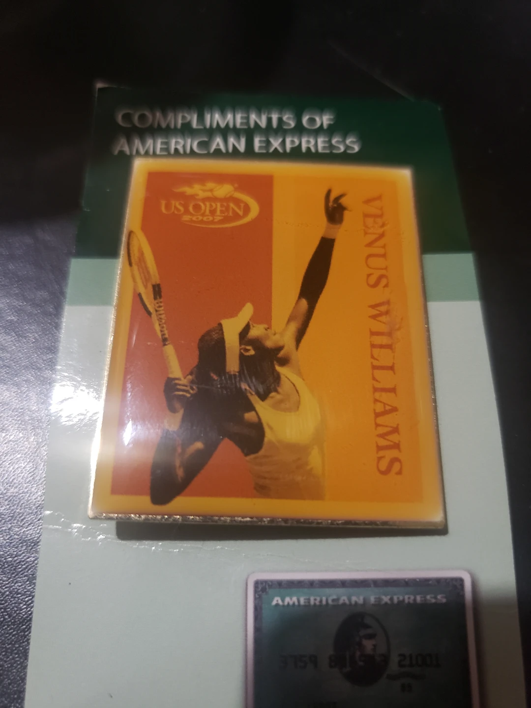 US Open 2007 Venus Williams Pin Compliments of American Express