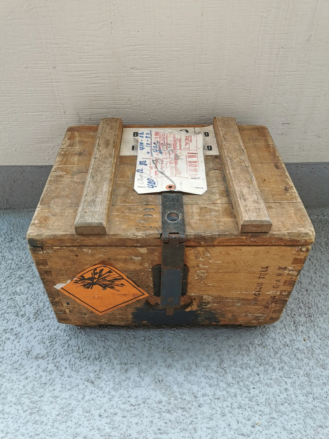 Antique Swiss Army KMV Wooden Military Crate Vintage Storage