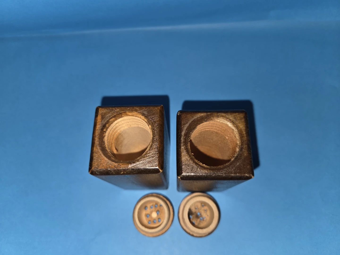 Vintage Carved Hardwood Salt and Pepper Shakers - photo 5