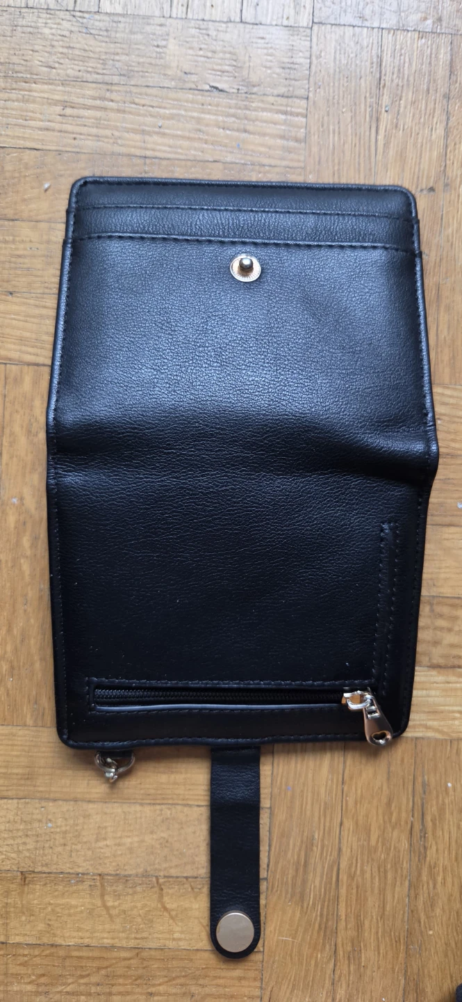 Black Bifold Wallet with Card Slots and Zipper Pocket - photo 3