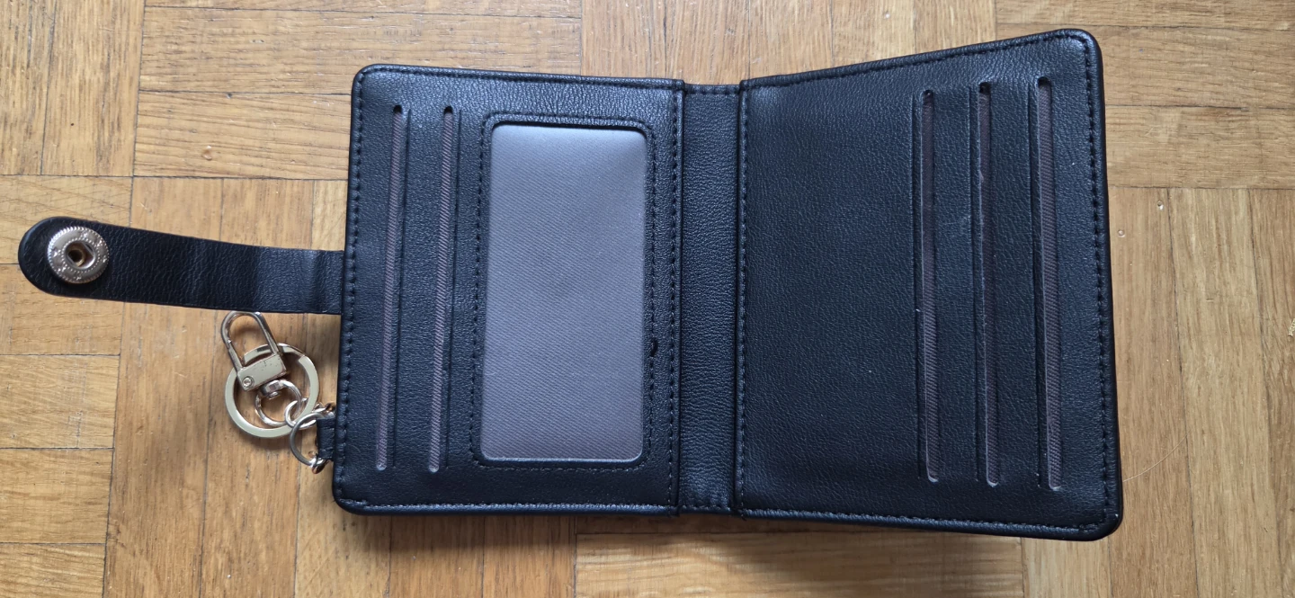 Black Bifold Wallet with Card Slots and Zipper Pocket - photo 4