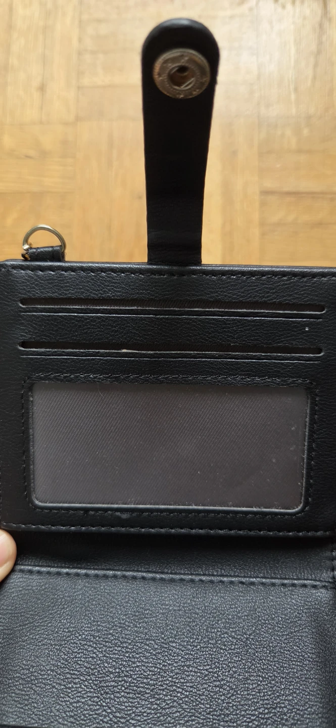 Black Bifold Wallet with Card Slots and Zipper Pocket - photo 5