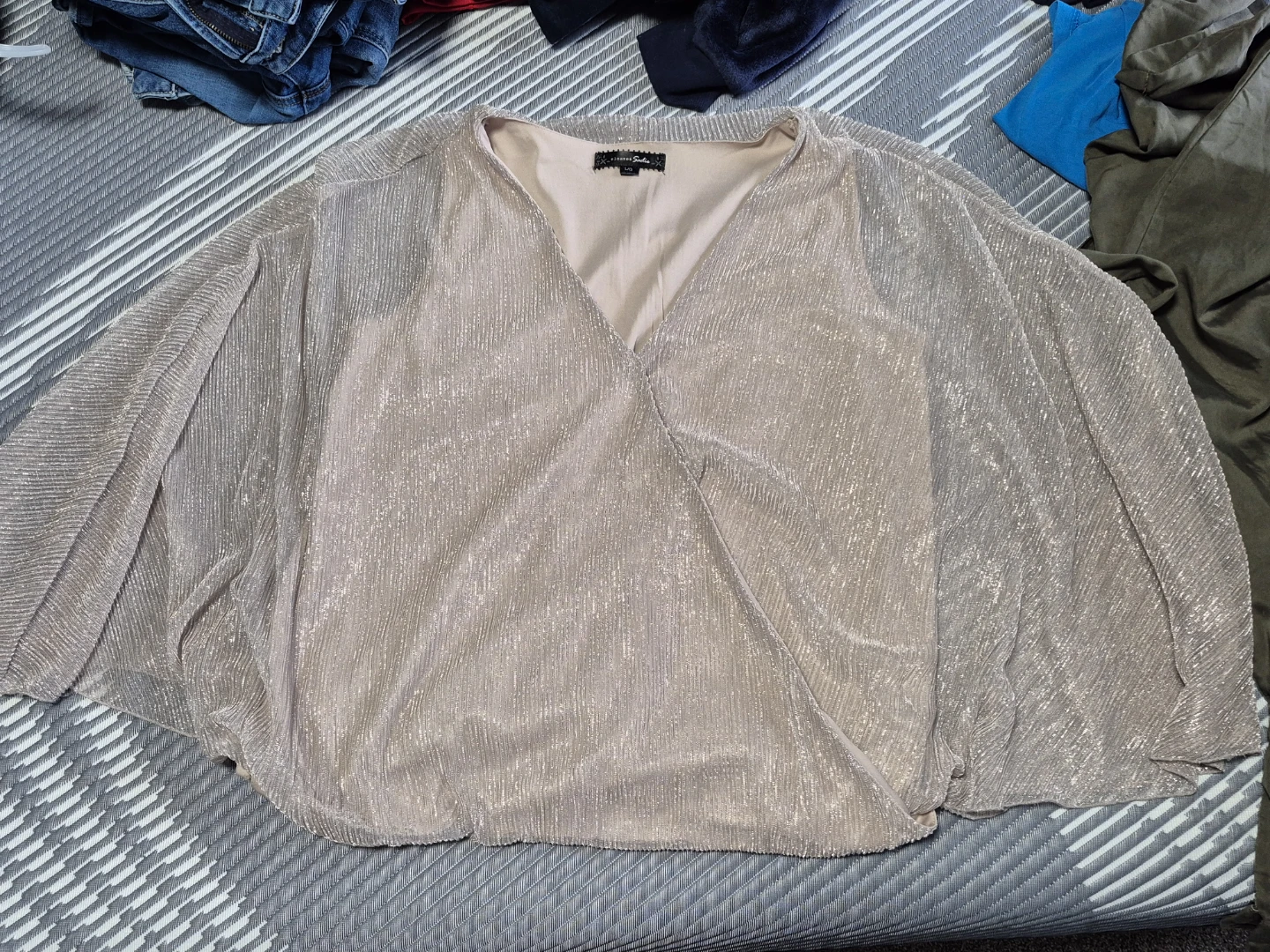 Sloane & Sadie Sparkly Batwing Sleeve Top