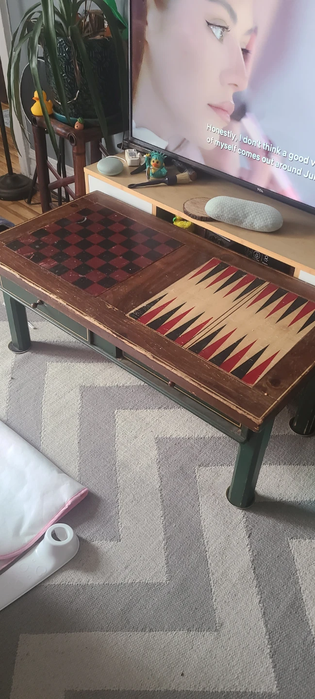 Vintage Chess and Backgammon Table