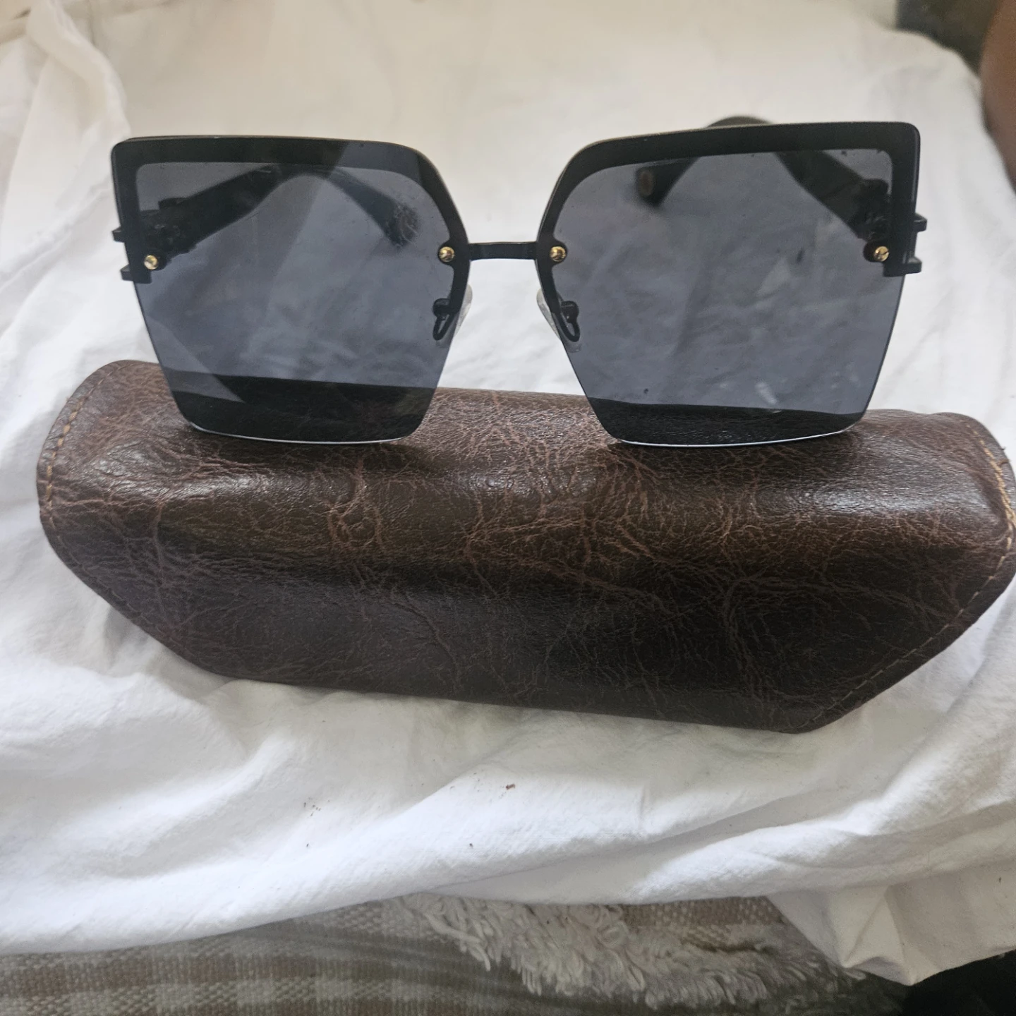 Black Square Sunglasses with Case