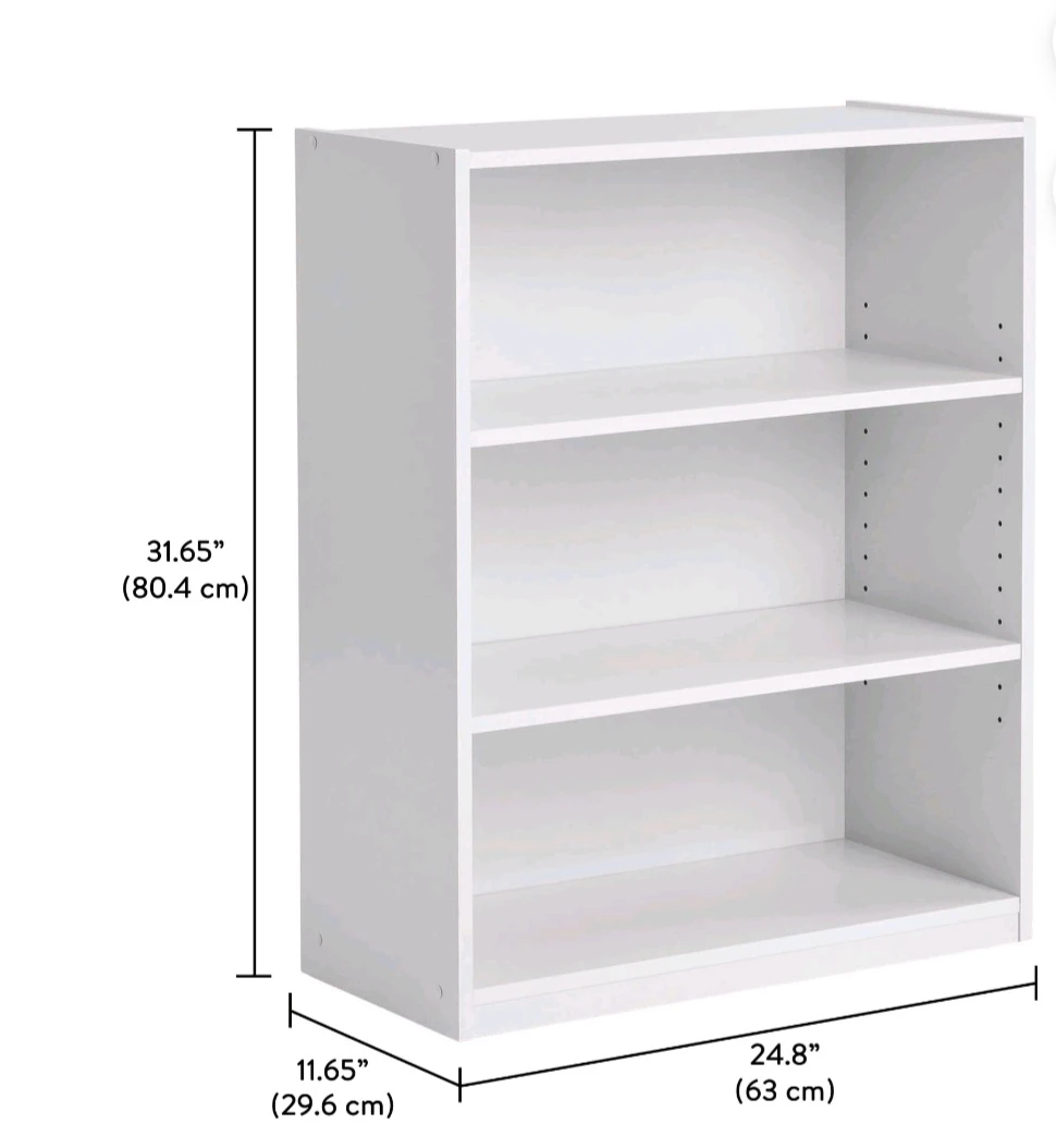 White 3-tier adjustable bookshelf - photo 4