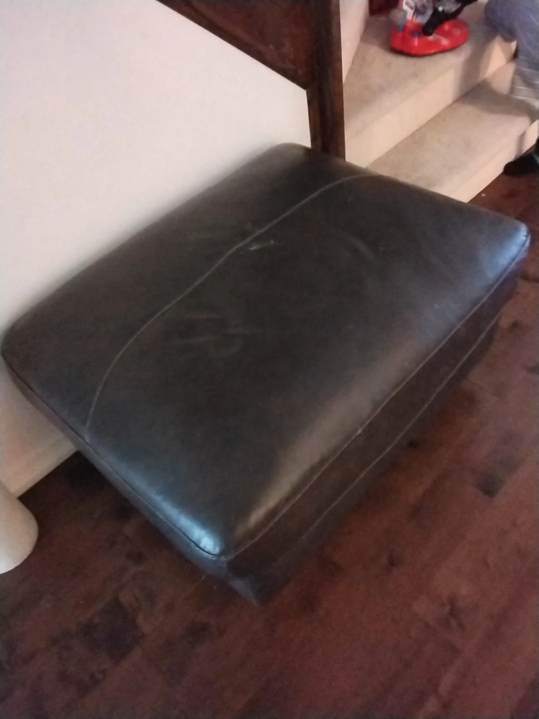Dark Brown Faux Leather Ottoman Footrest/Chair - photo 2