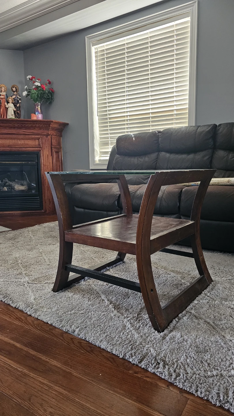 Glass top wood end coffee  table