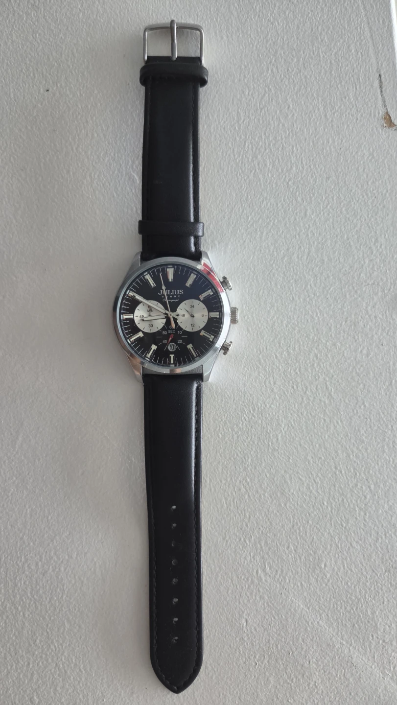 Julius Homme Men's Watch - Black Leather Strap