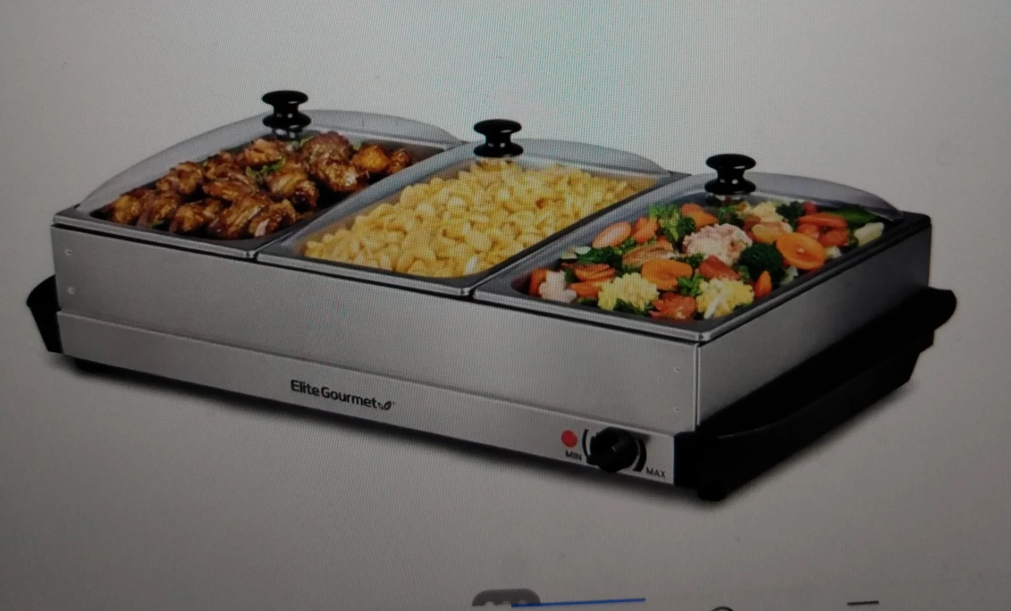 (New) Elite Gourmet Triple Food Warmer Buffet Server