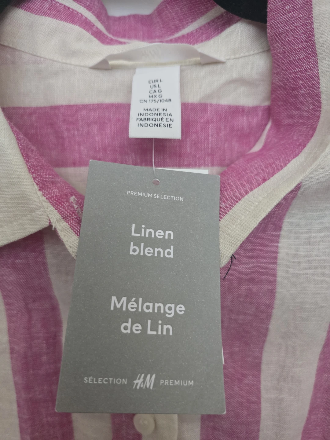 Never used H&M Striped Linen Blend Shirt Size L - photo 4