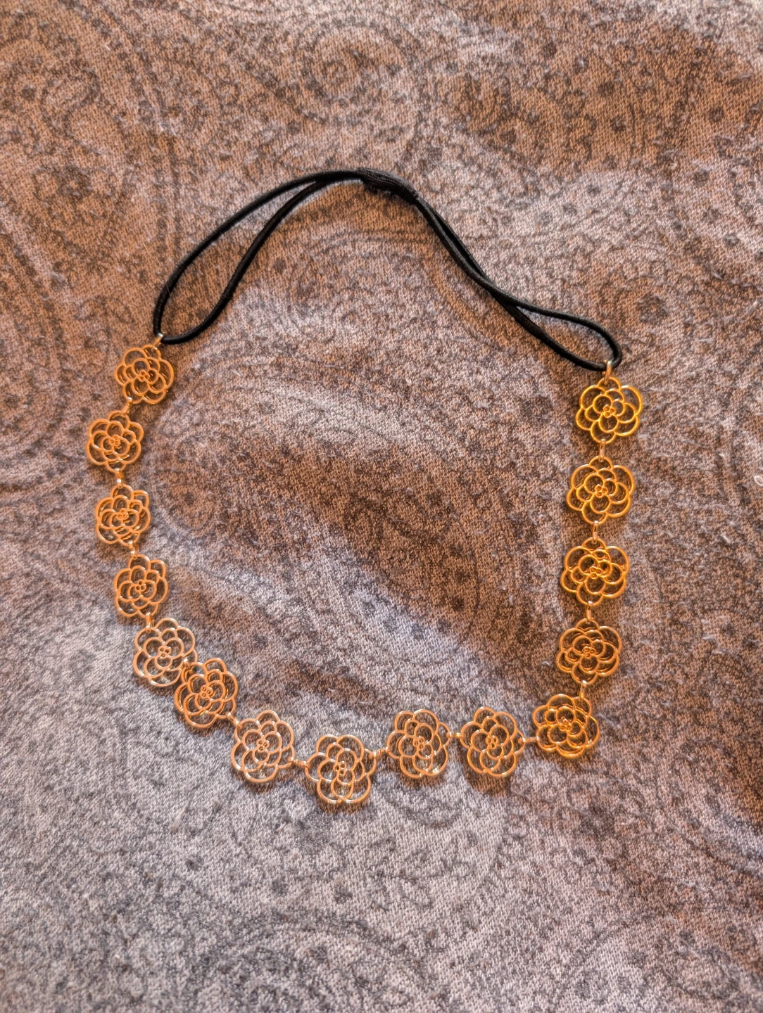 Gold Flower Chain Headband