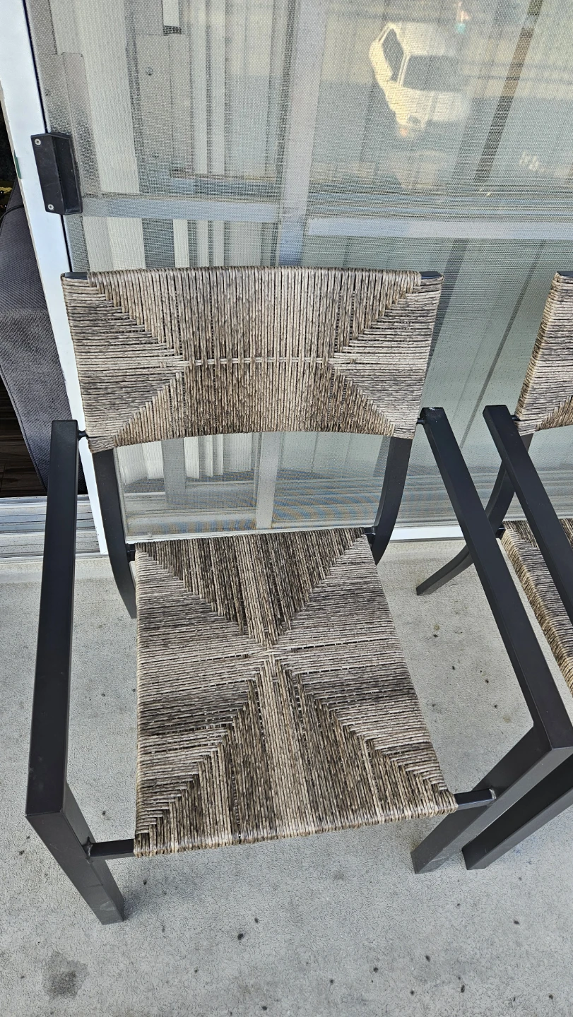 Pair of Woven Wicker Patio Armchairs - photo 2