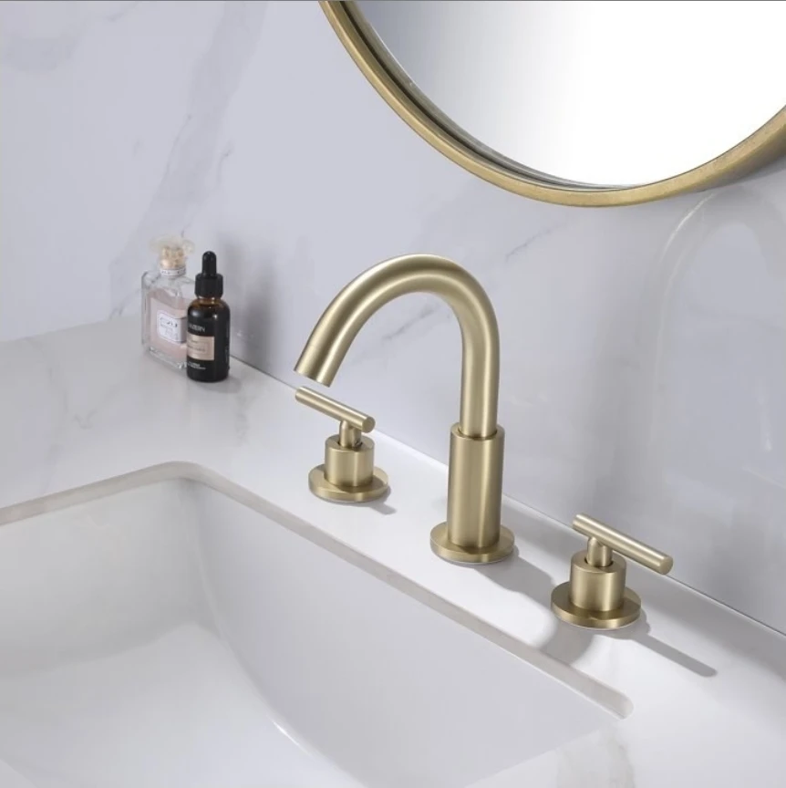Brushed Gold Widespread Bathroom Faucet with Pop-Up Drain - photo 2