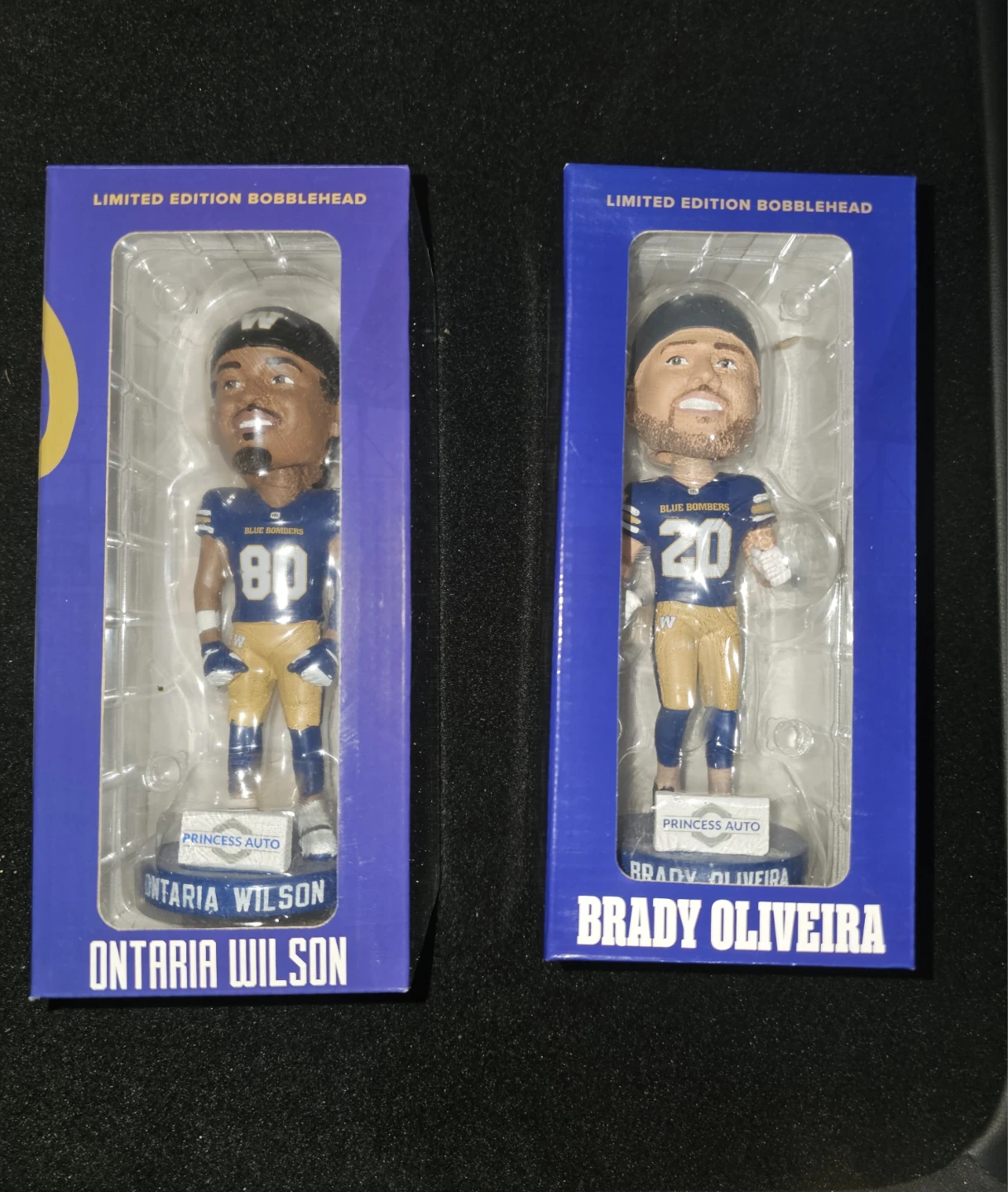 Blue Bombers Bobbleheads - Ontaria Wilson & Brady Oliveira