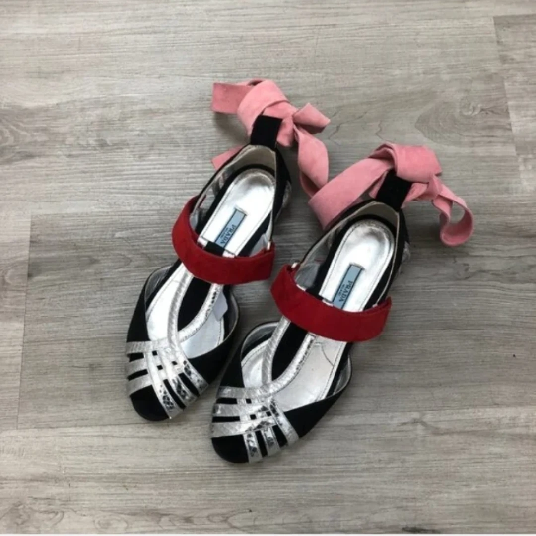Prada Authentic Open Toe Sandals with Tieback Straps - photo 5