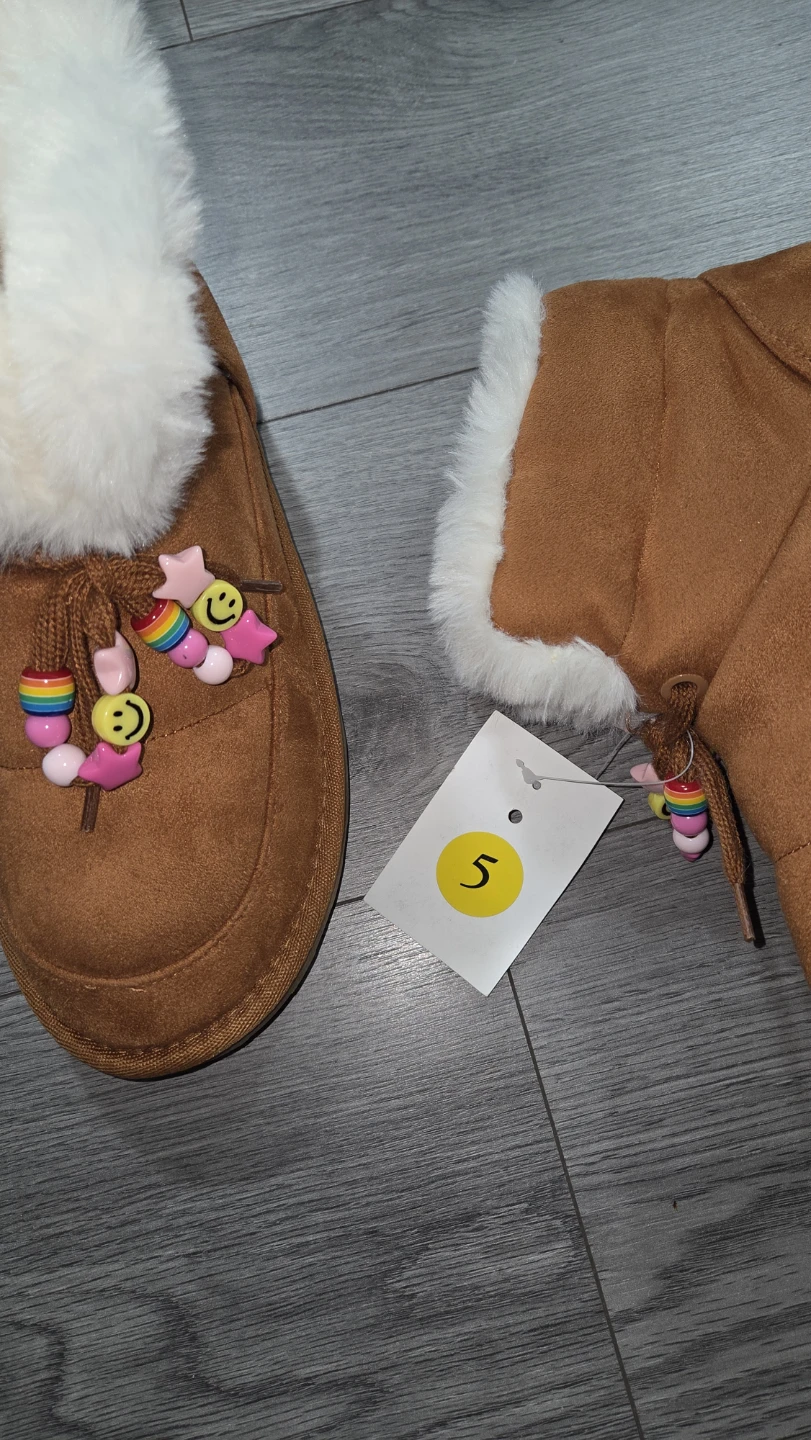 Girls Brown Suede Boots with Faux Fur - photo 2