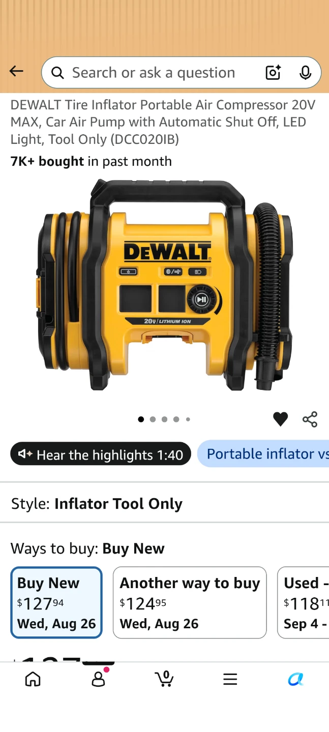 DeWalt 20v max portable tire inflator - photo 4