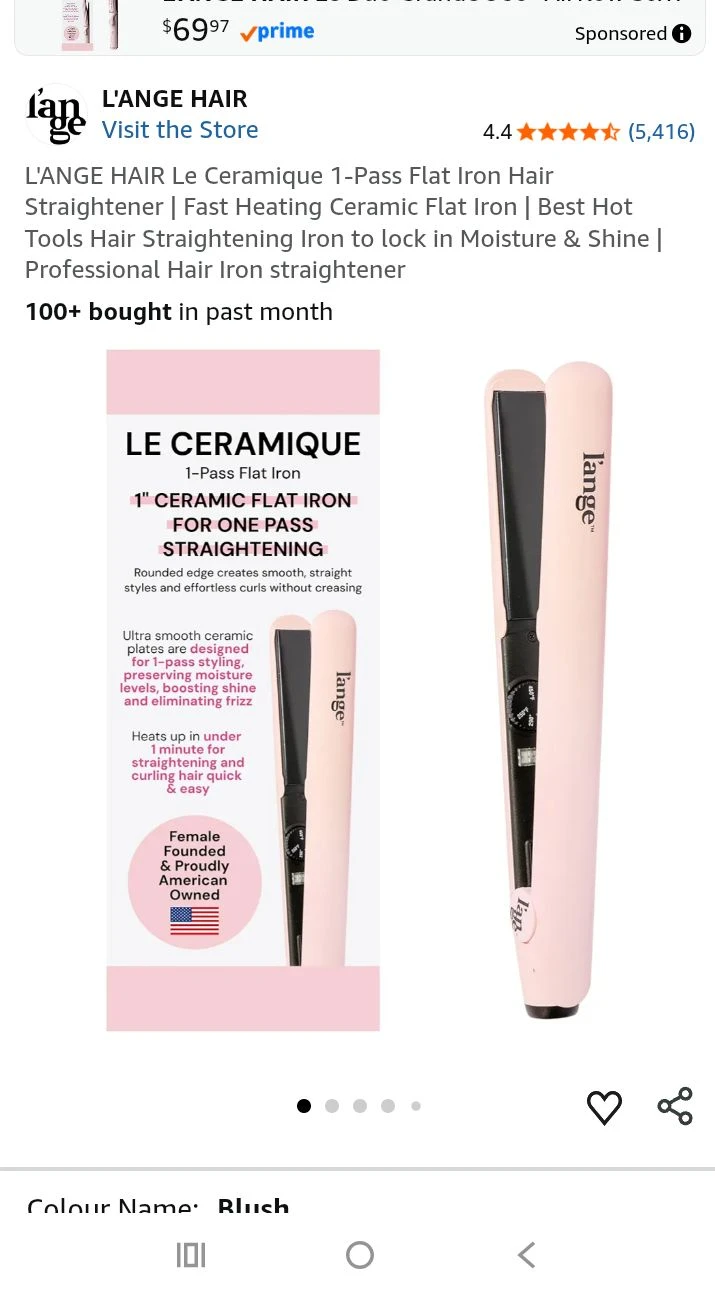 L'ANGE HAIR Le Ceramique 1" Flat Iron - Blush
