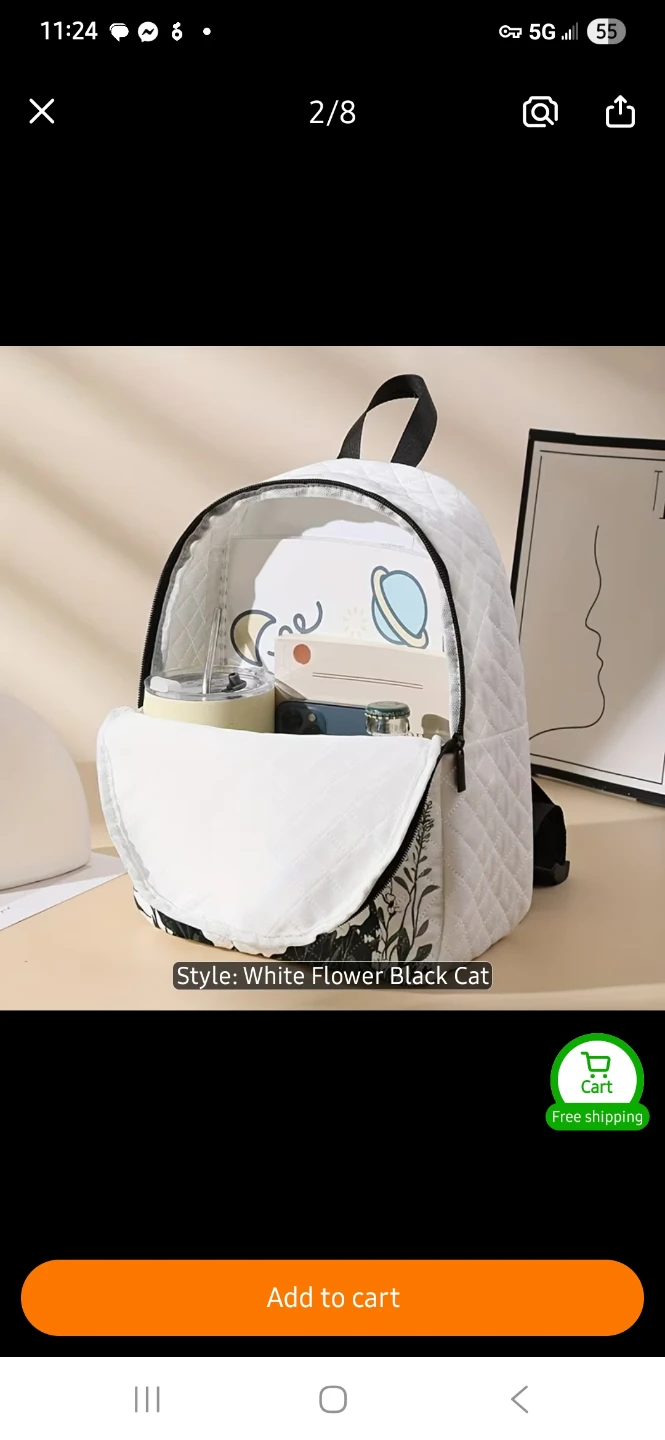 White Quilted Cat Backpack 🐈‍⬛️ - photo 3