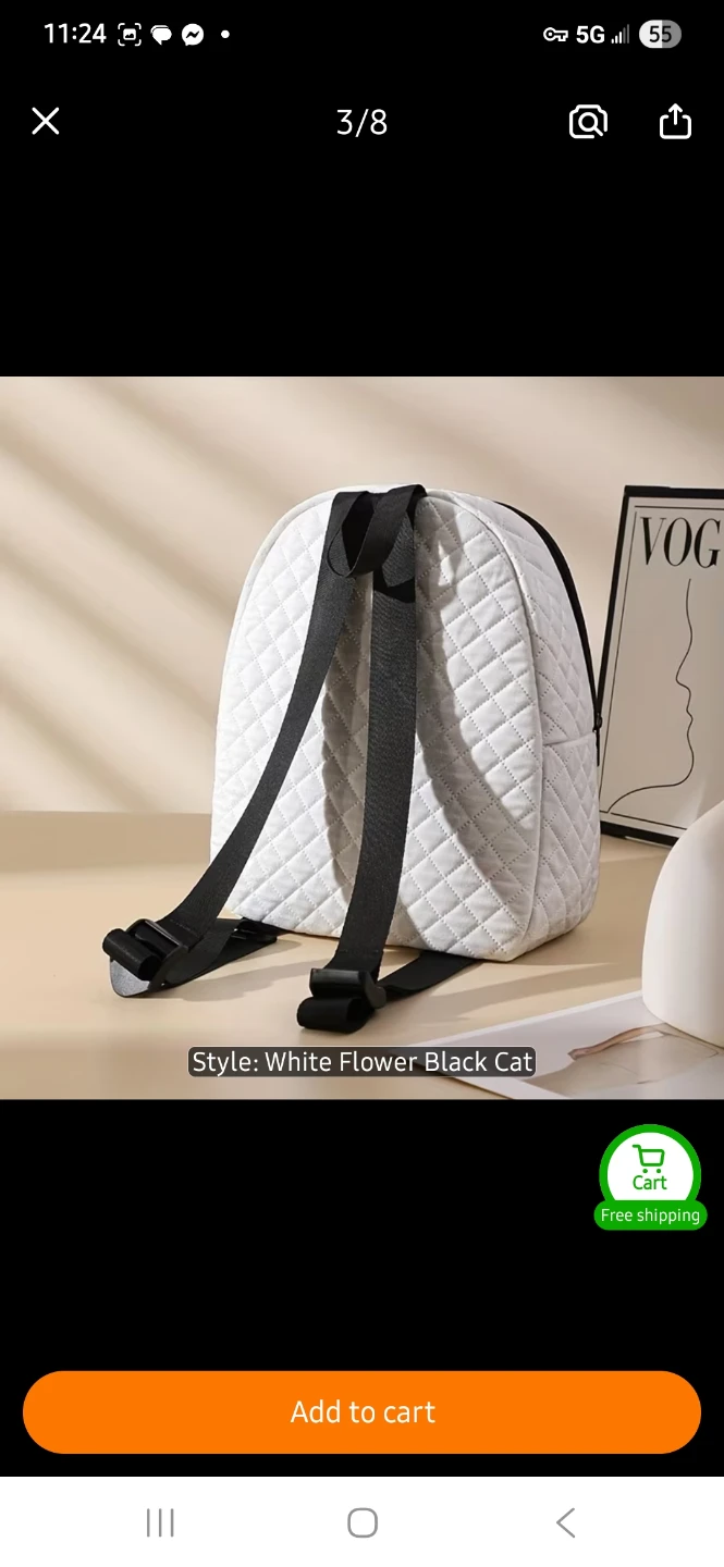 White Quilted Cat Backpack 🐈‍⬛️ - photo 4