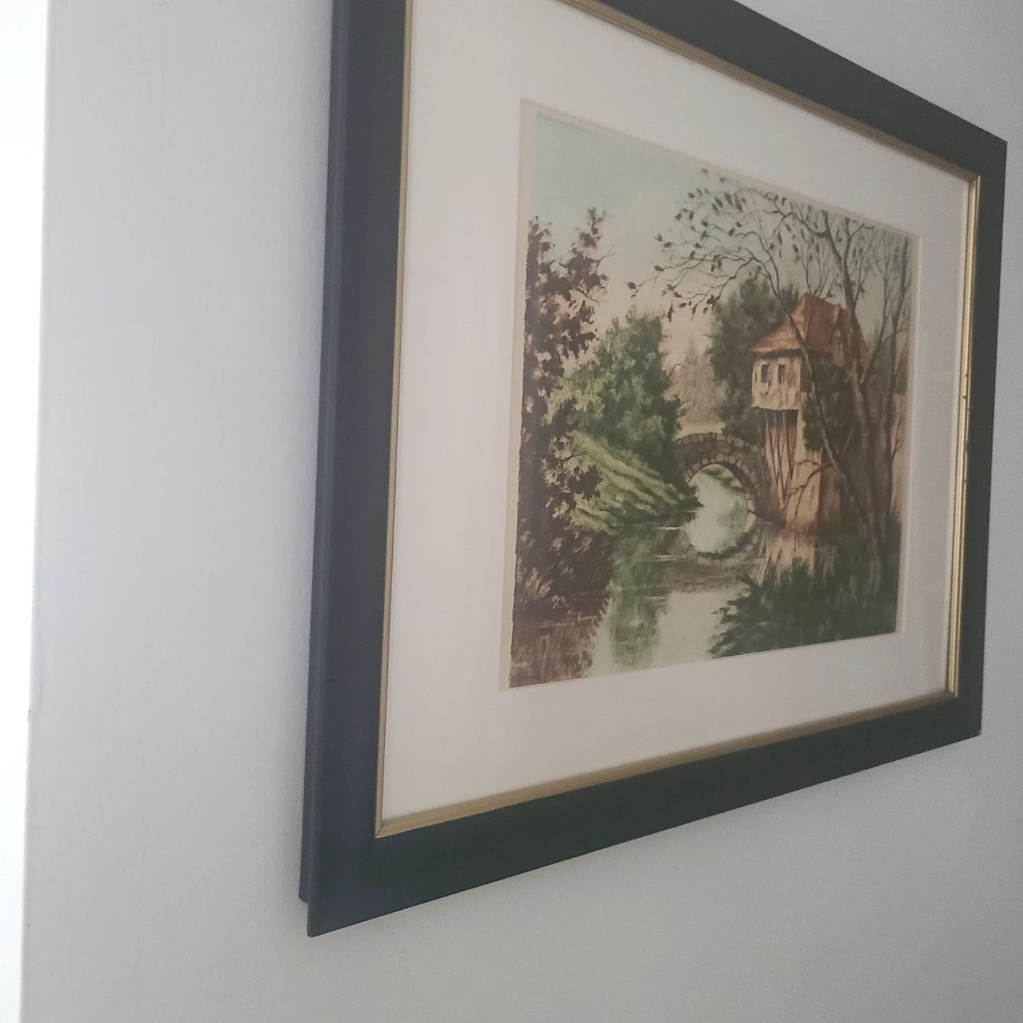Framed Landscape Painting of a House by a River - photo 2