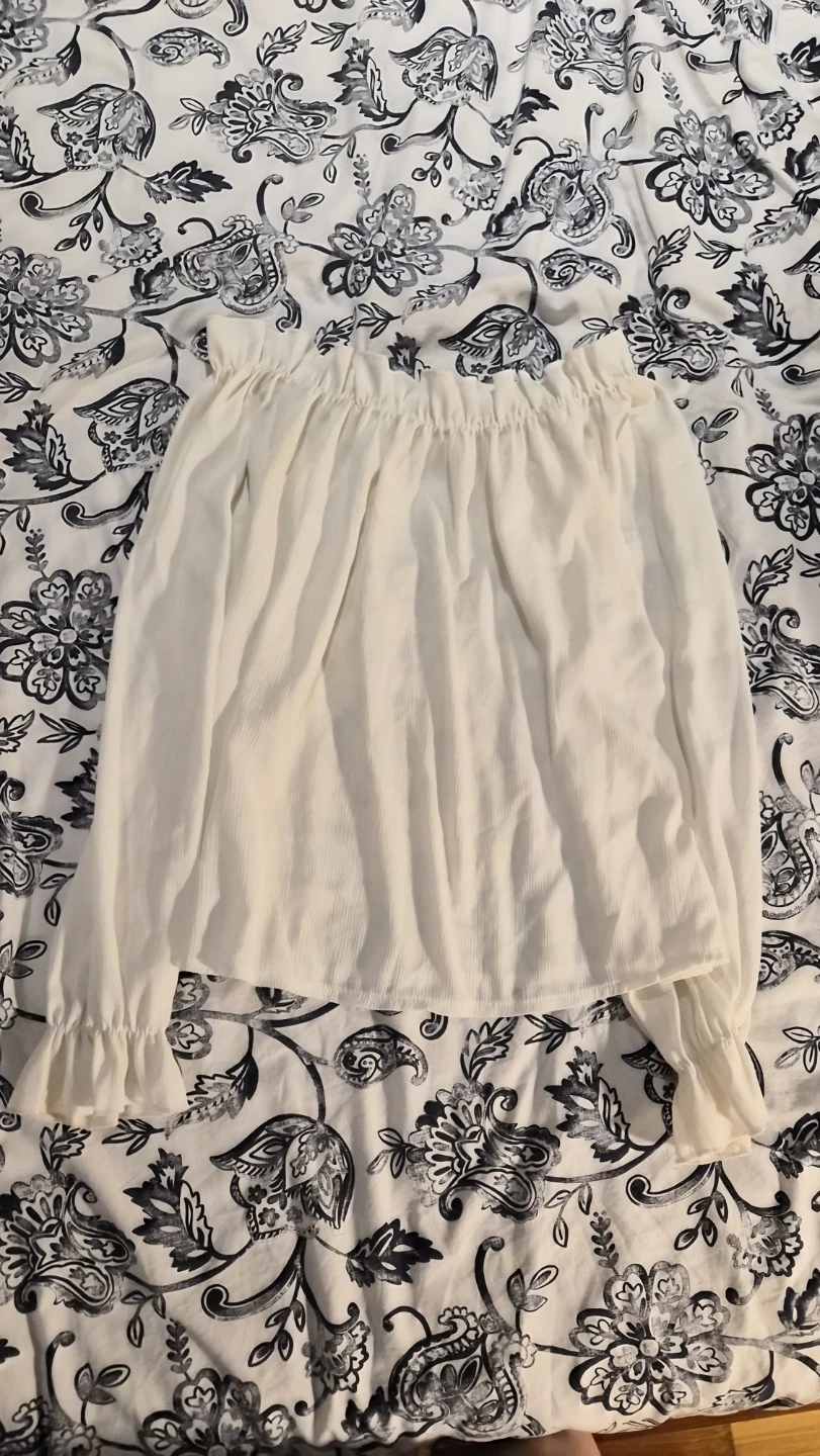 White Off-the-Shoulder Long Sleeve Top