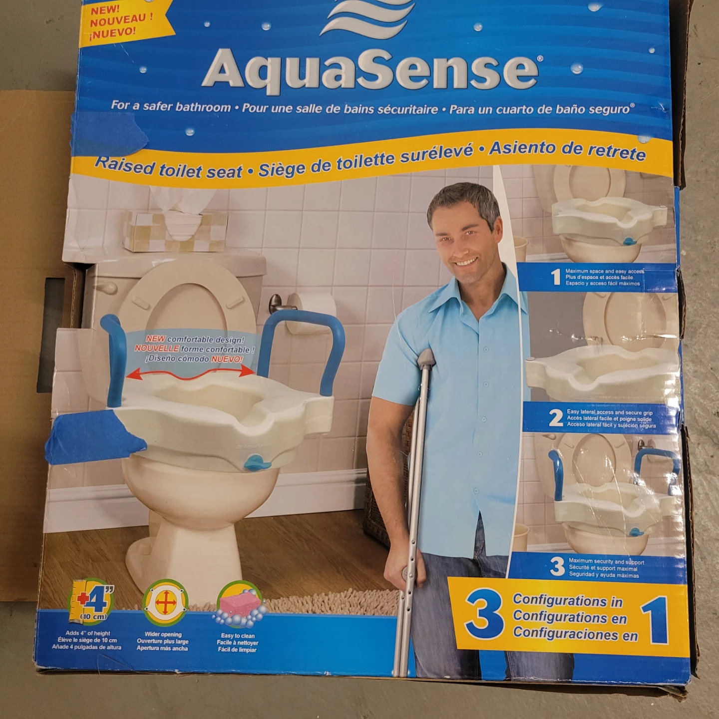 AquaSense Raised Toilet Seat with Handles