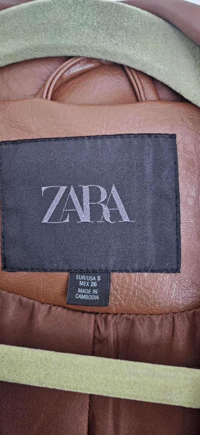 Zara Brown Faux Leather Bomber Jacket - photo 3