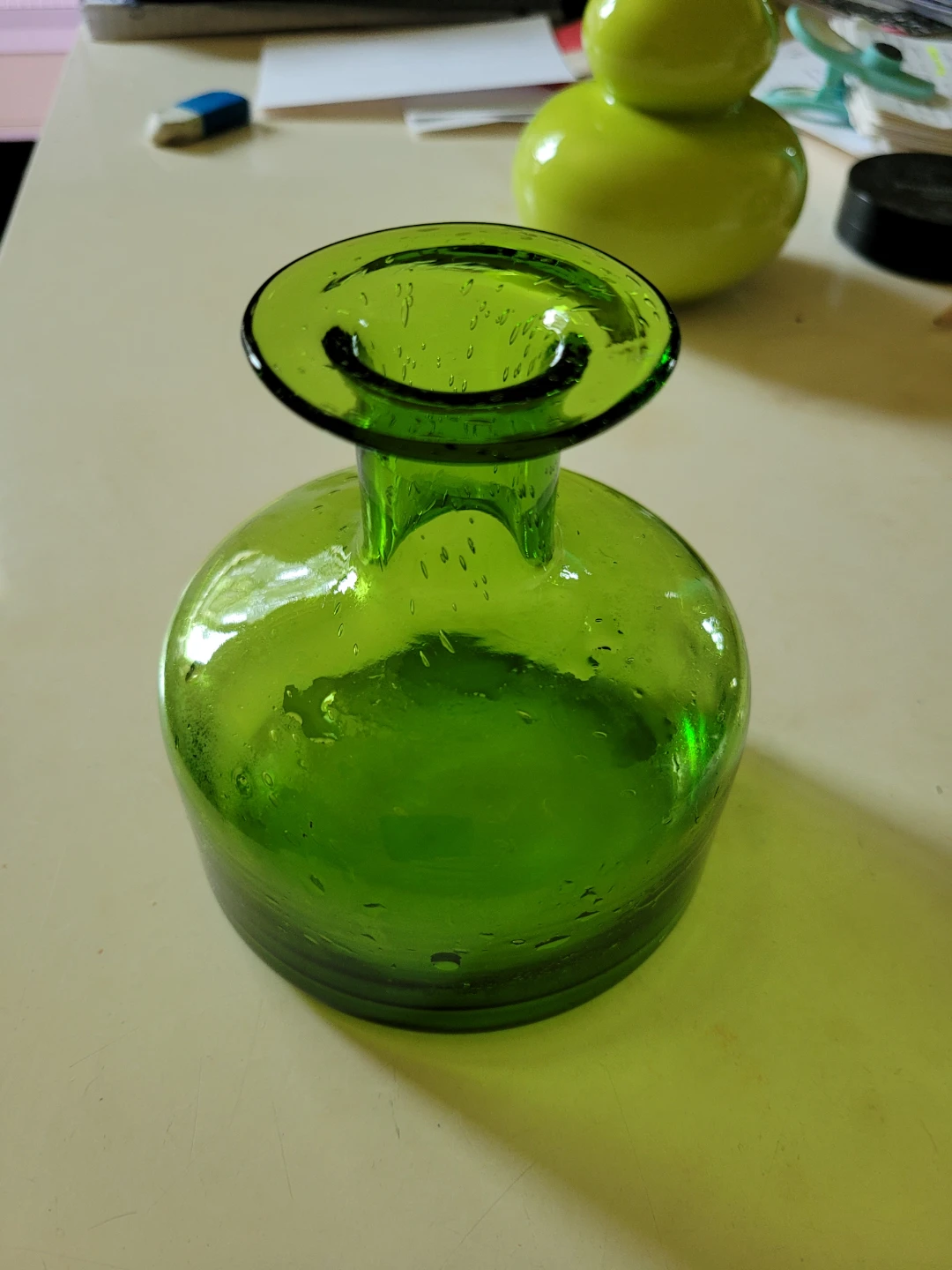 Green Glass Bud Vase