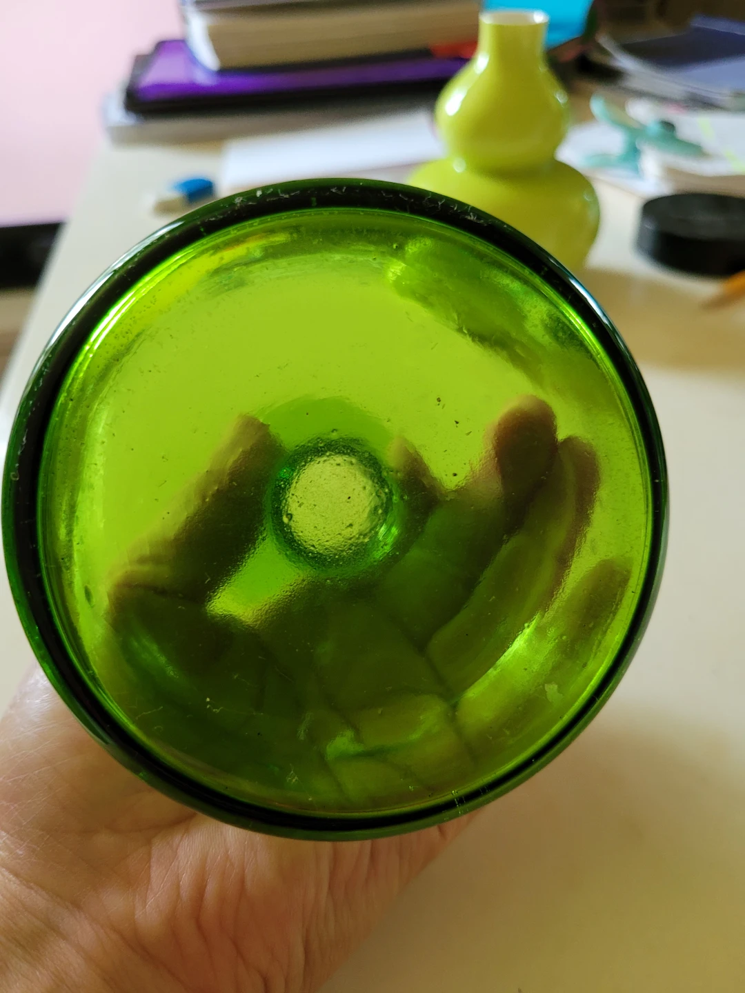 Green Glass Bud Vase - photo 2