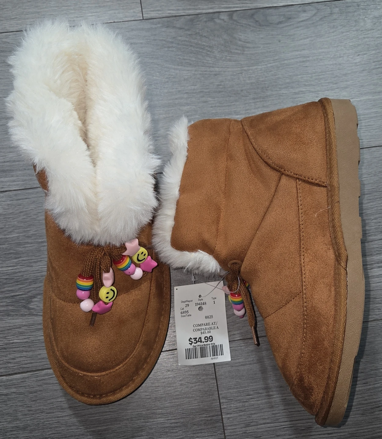 Girls Brown Suede Boots with Faux Fur - photo 5