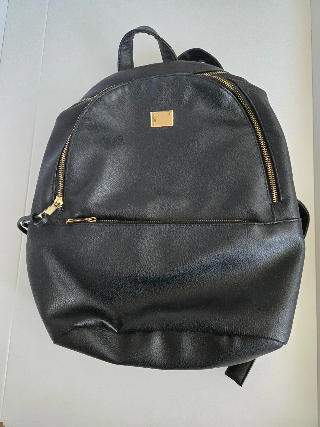 Black Faux Leather Backpack
