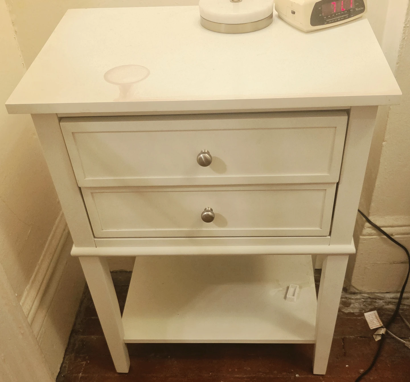 White Two-Drawer Nightstand/ BedsideTable