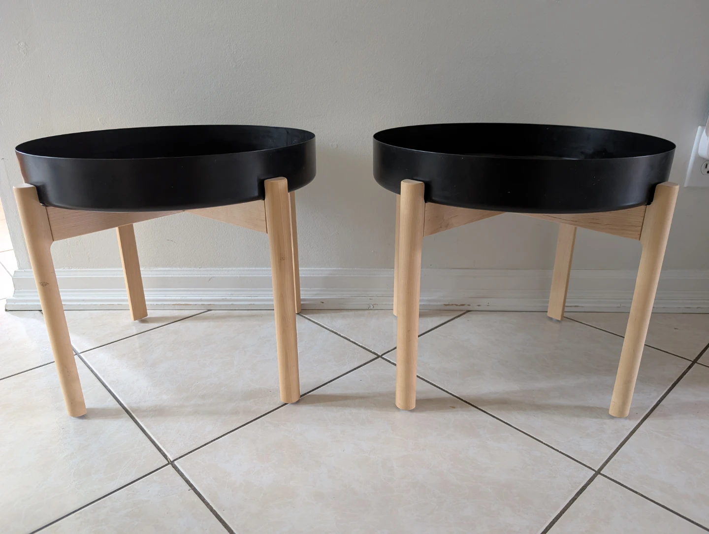 IKEA YPPERLIG Coffee Table - Black/Bitch (2pcs)