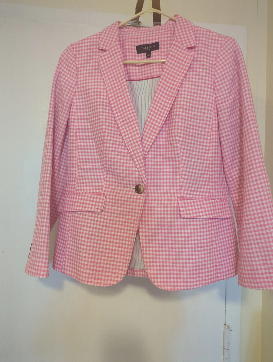 Talbots Petite Pink Gingham Blazer - photo 2