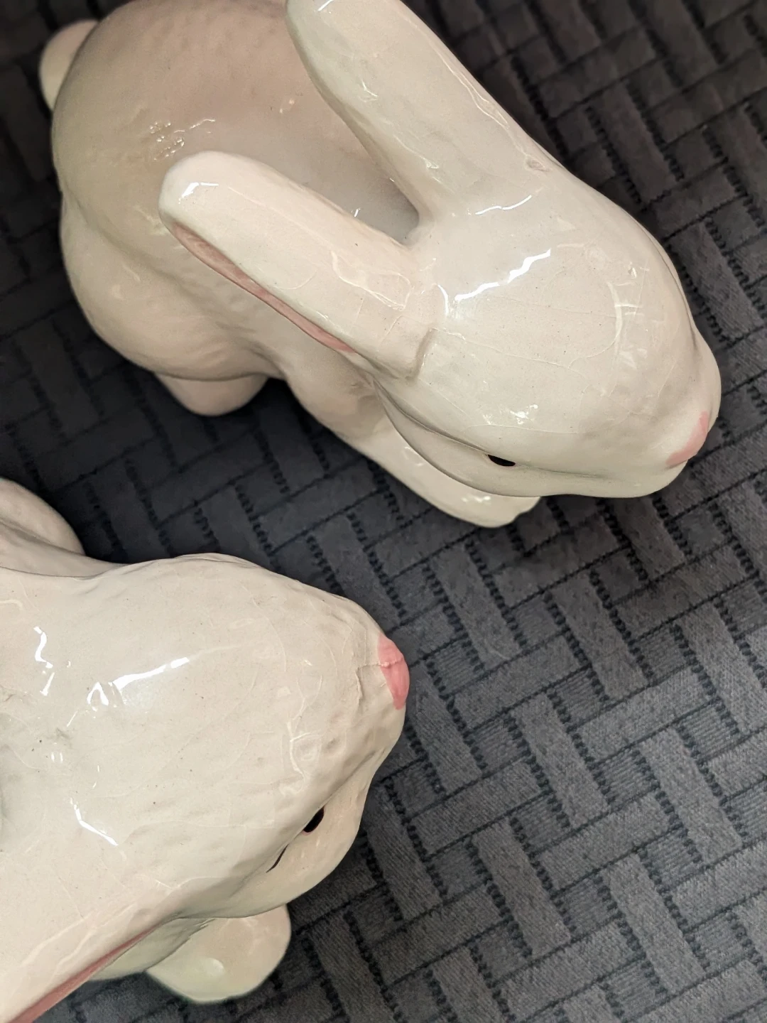 White Ceramic Bunny Figurines Set of 2 - photo 2