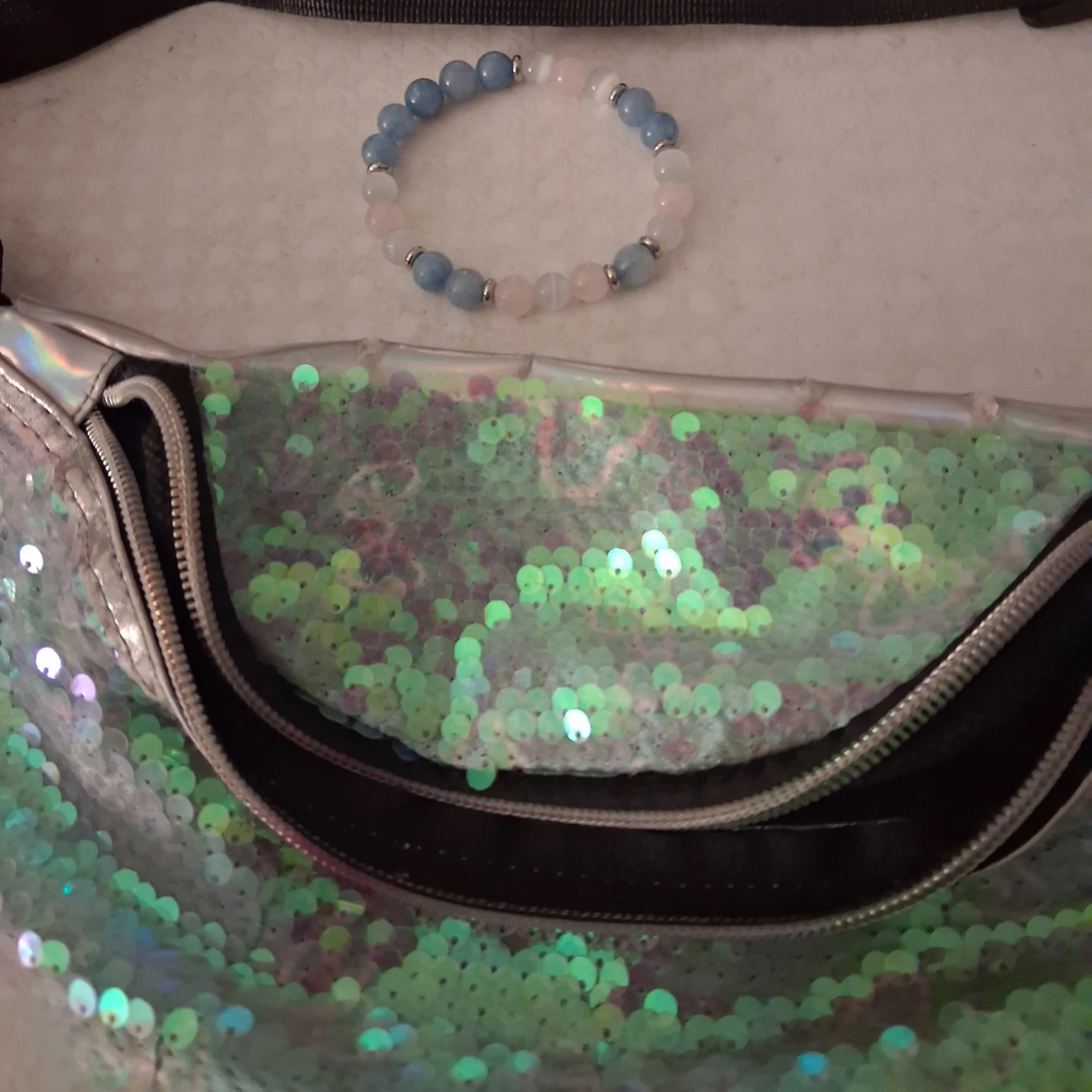 Sequin Fanny Pack with Beaded Bracelet