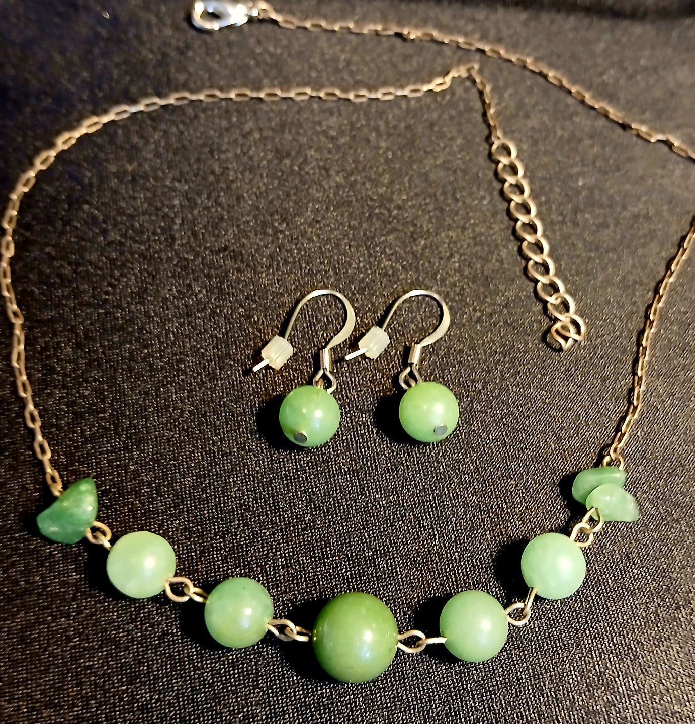 Jade Bead Necklace and Earring Set