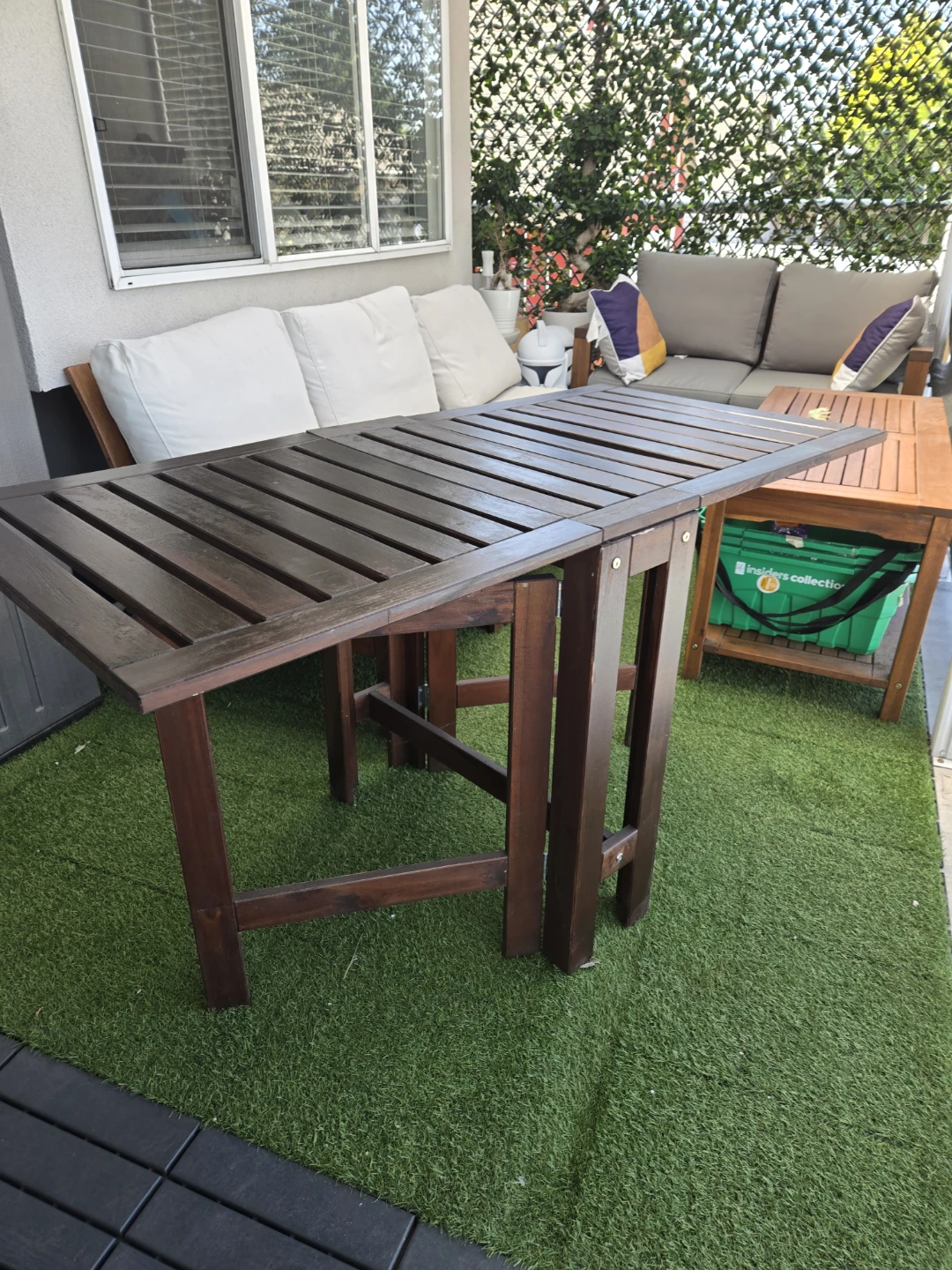 Newly stained ikea patio folding table