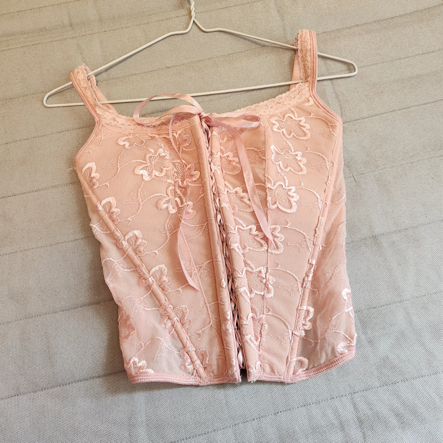 Pink Padded Lace Corset Top