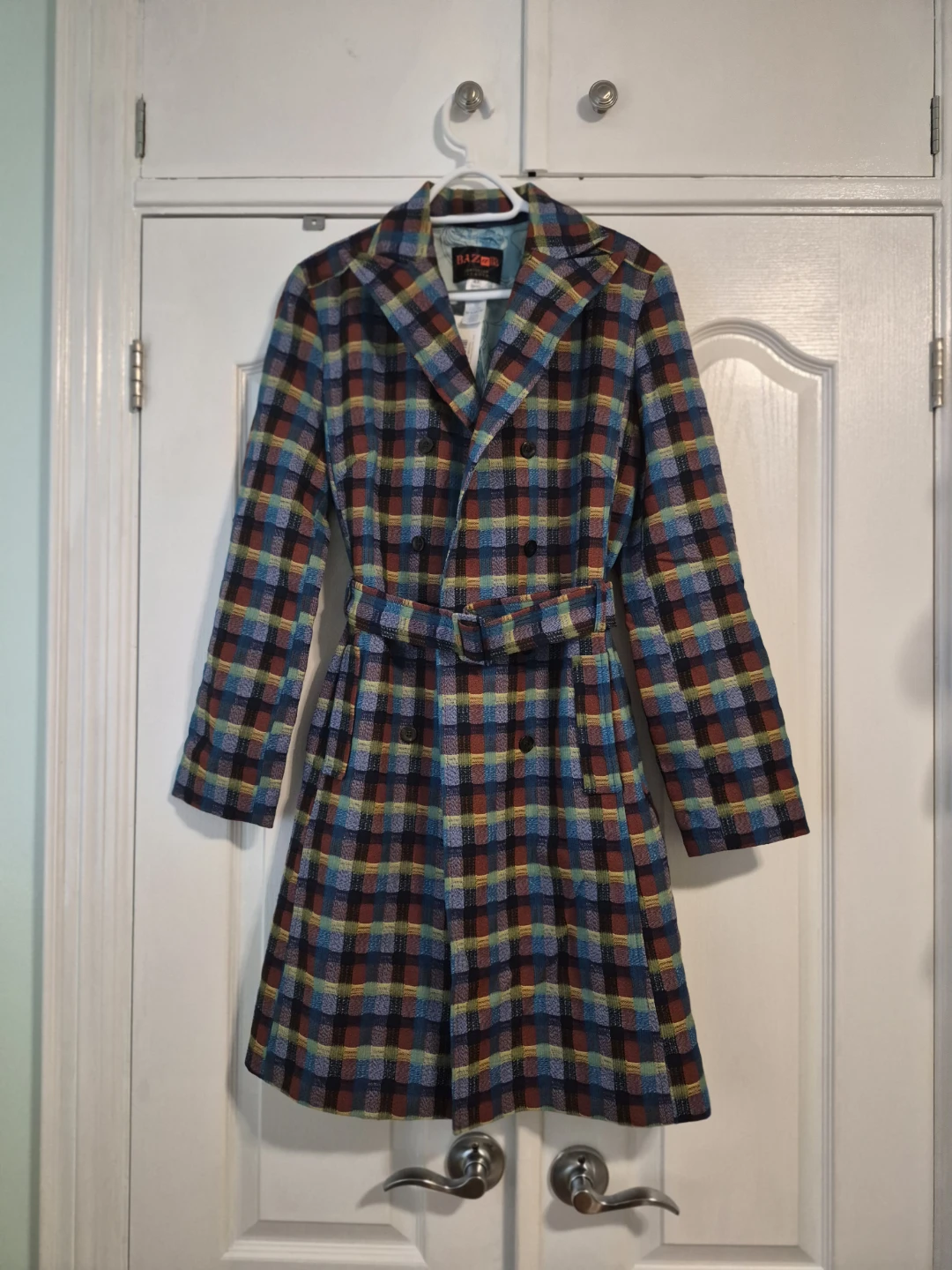 NEW Vintage Christian Lacroix Bazar Plaid Wool Trench Coat