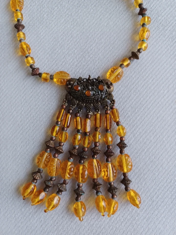 Beaded Necklace with Tassel Pendant