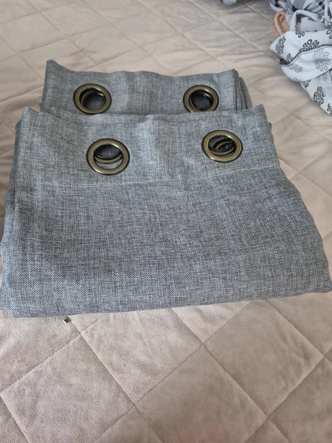 Grey Eyelet Curtains - Set of 2