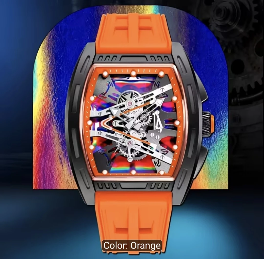 Skeleton Dial Watch - Orange - photo 2