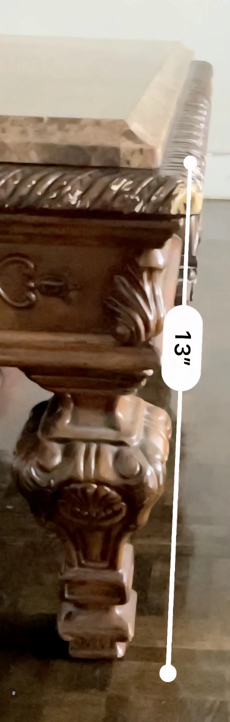 Ornate Square Coffee Table with Marble Top - photo 2