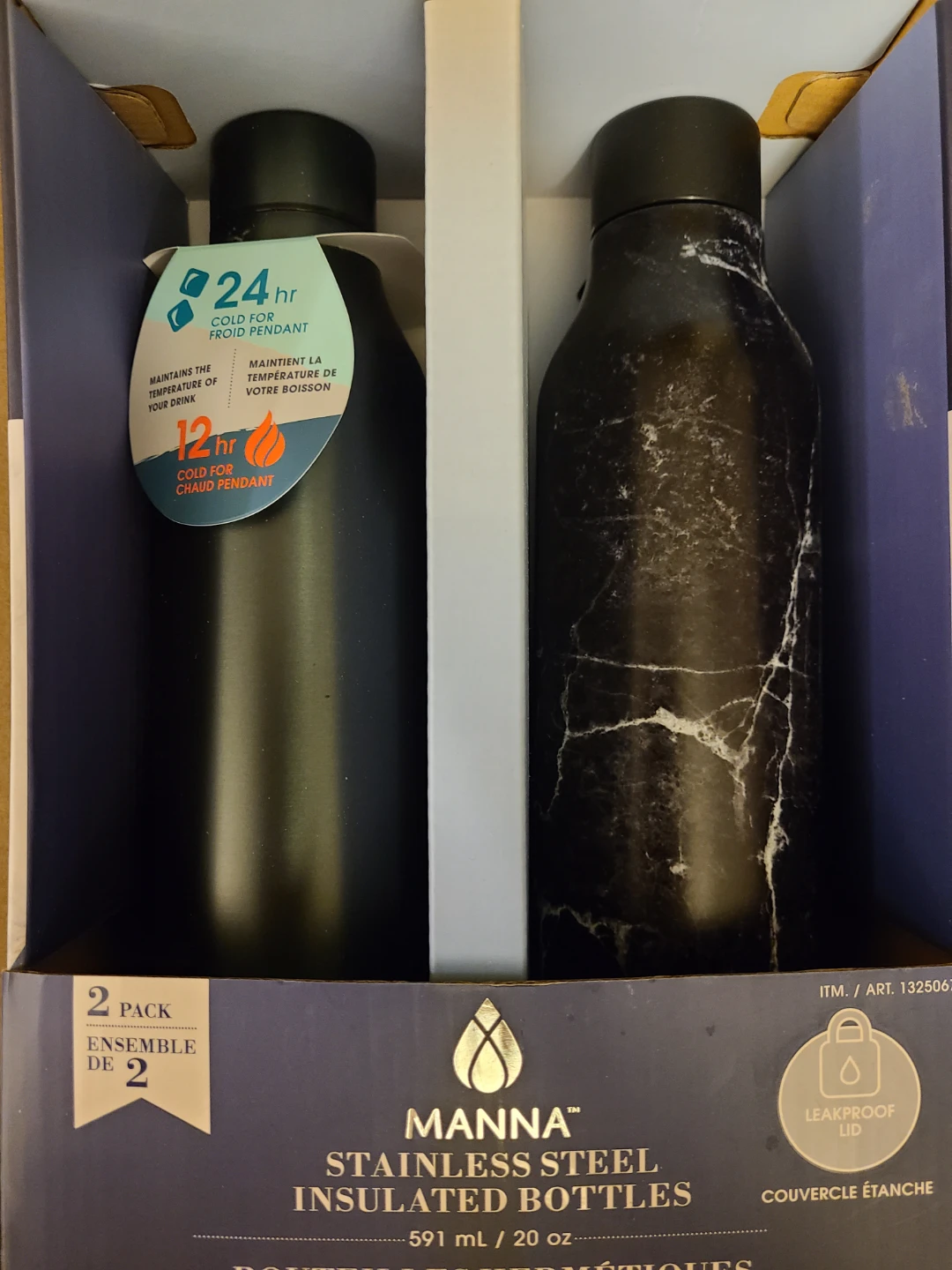 Manna Stainless Steel Insulated Bottles - 2 Pack
