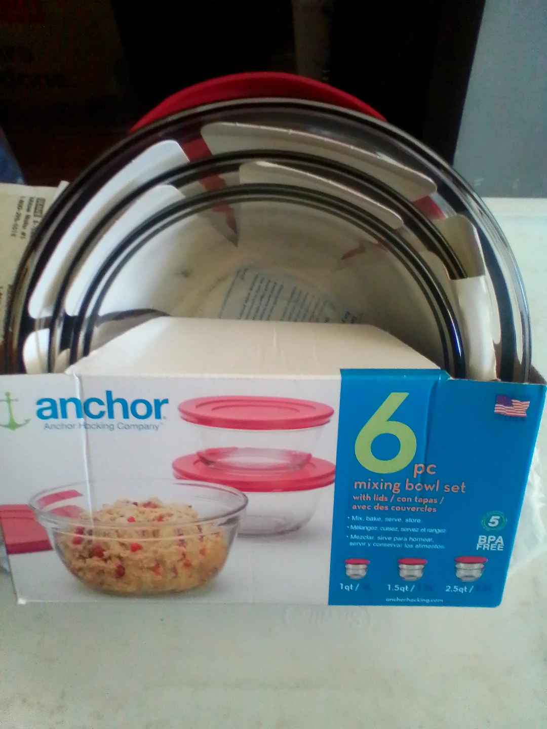 Anchor Hocking 6 pc GlassMixing Bowl Set with Lids
