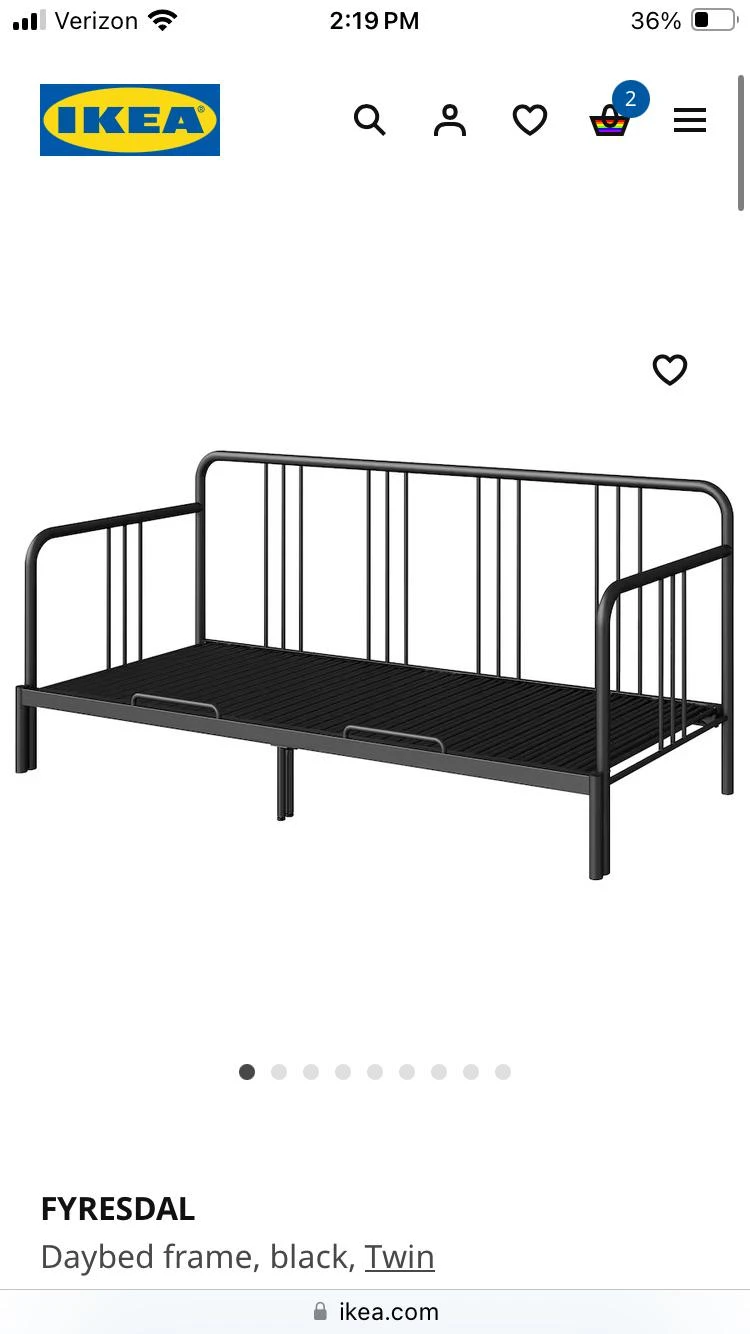 IKEA FYRESDAL Daybed Futon Frame, Black, Twin
